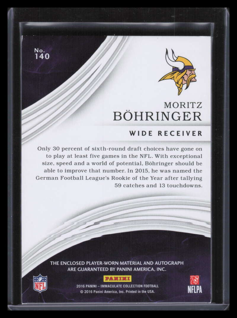 2016 Immaculate Collection Gold 140 Moritz Bohringer Rookie Patch Auto 22/25