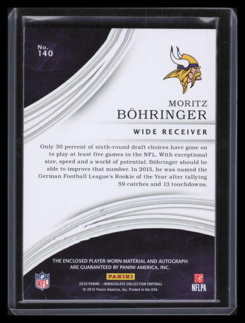 2016 Immaculate Collection Gold 140 Moritz Bohringer Rookie Patch Auto 23/25