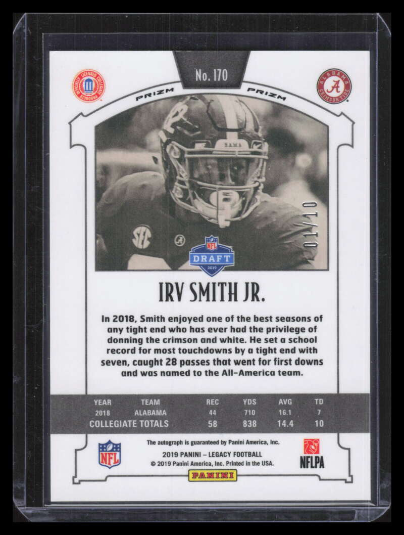2019 Panini Legacy Premium Penmanship Diamond 170 Irv Smith Jr. Rookie Auto 1/10