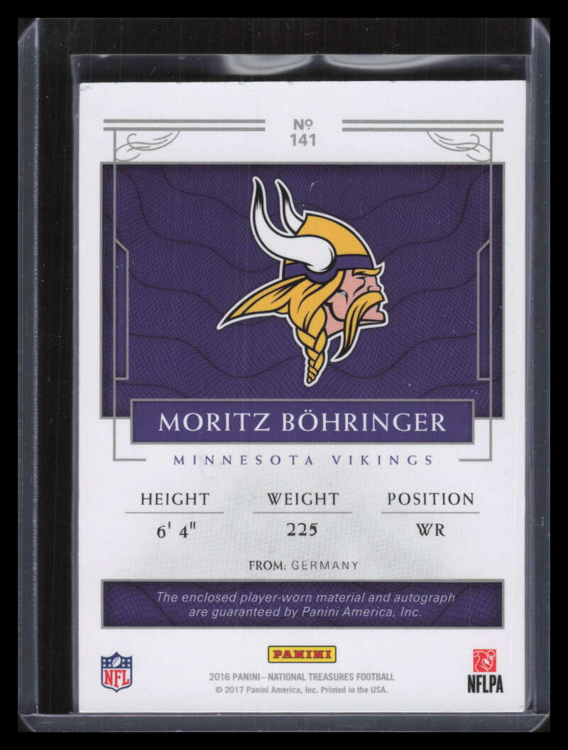 2016 Panini National Treasures Silver Moritz Bohringer Rookie Patch Auto 1/25