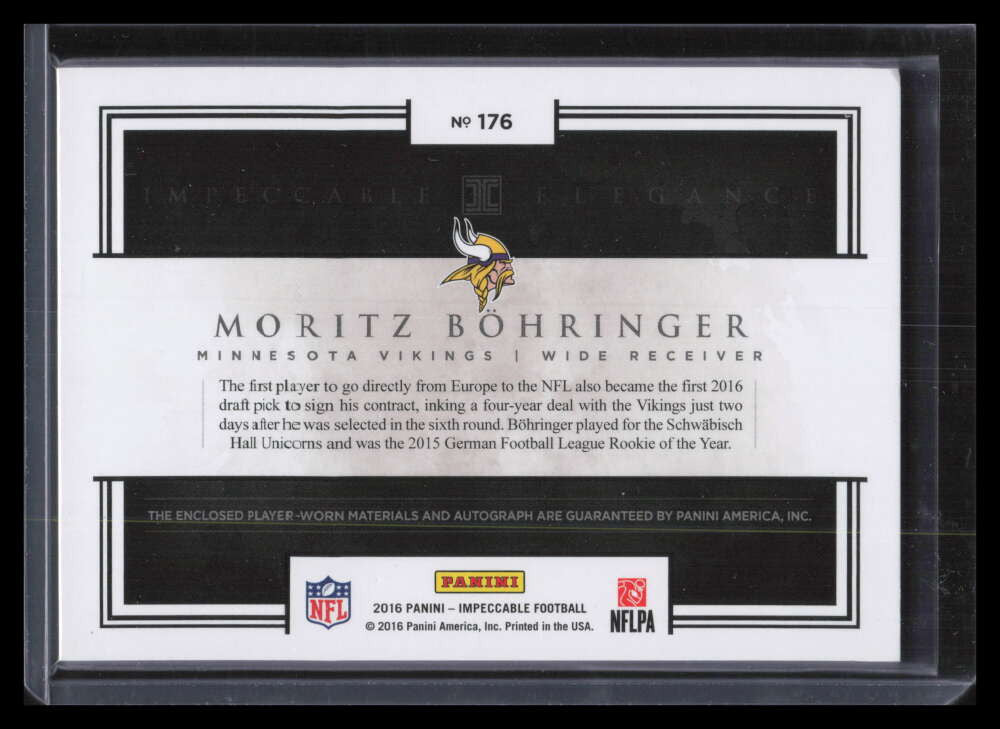 2016 Panini Impeccable Elegance Moritz Bohringer Rookie Patch Helmet Auto 2/15