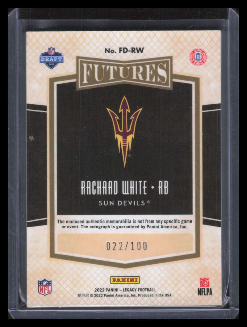 2022 Panini Legacy Futures Autographs 32 Rachaad White Rookie Jersey Auto 22/100