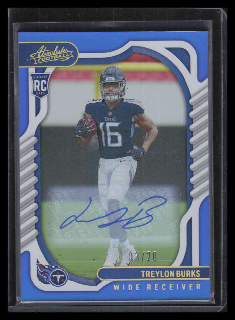 DELETE 129938 2022 Absolute Signature Rookies Spectrum Blue 112 Treylon Burks Rookie Auto 3/20