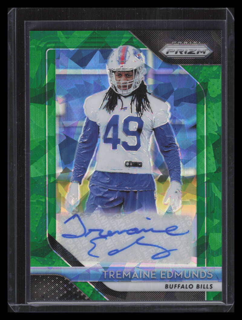 2018 Panini Prizm Autographs Green Crystals Tremaine Edmunds Rookie Auto 59/75