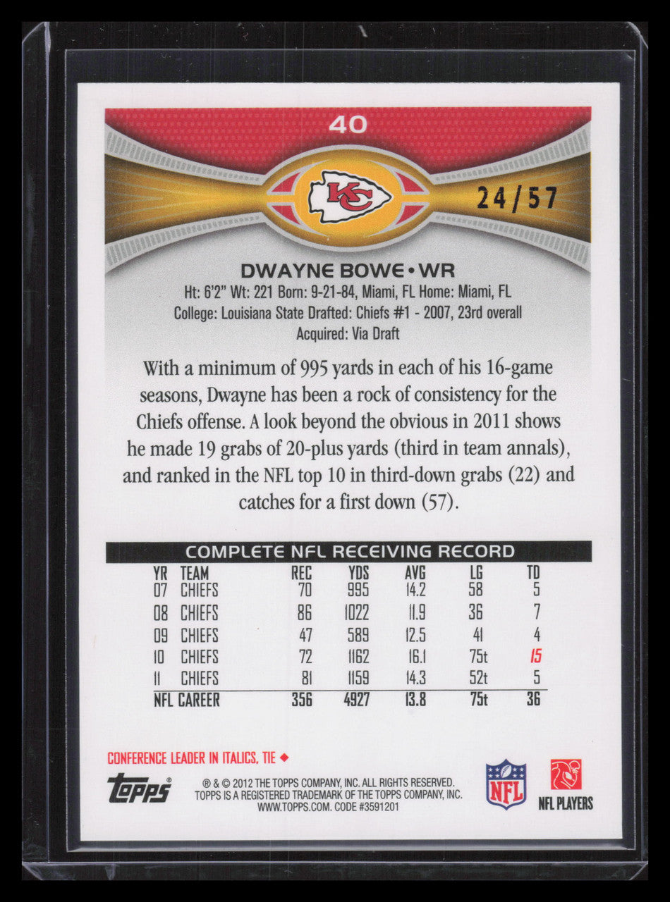 2012 Topps Black 40 Dwayne Bowe 24/57