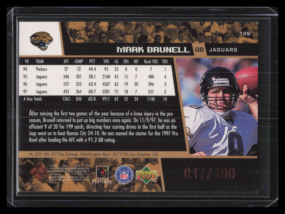 1998 Upper Deck Bronze 126 Mark Brunell 17/100