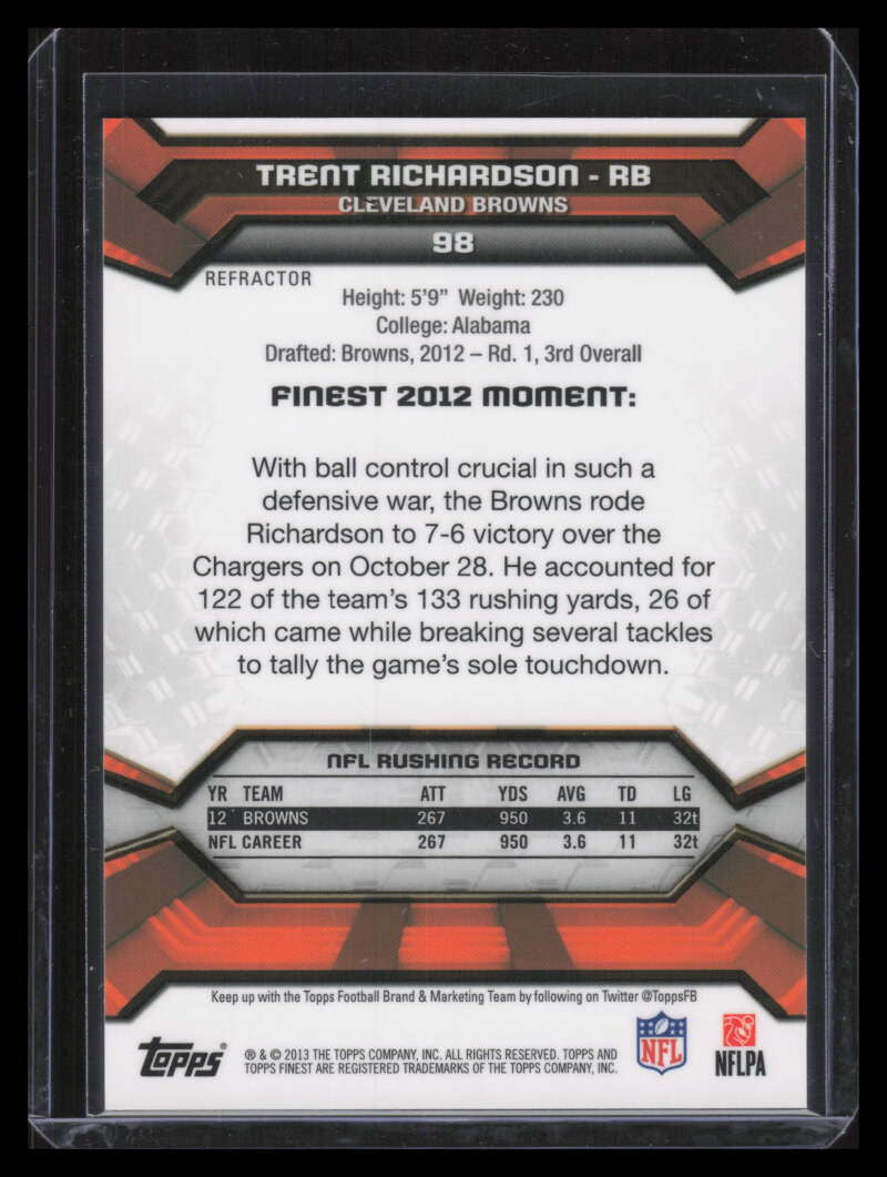2013 Finest Camo Refractor 98 Trent Richardson 7/10