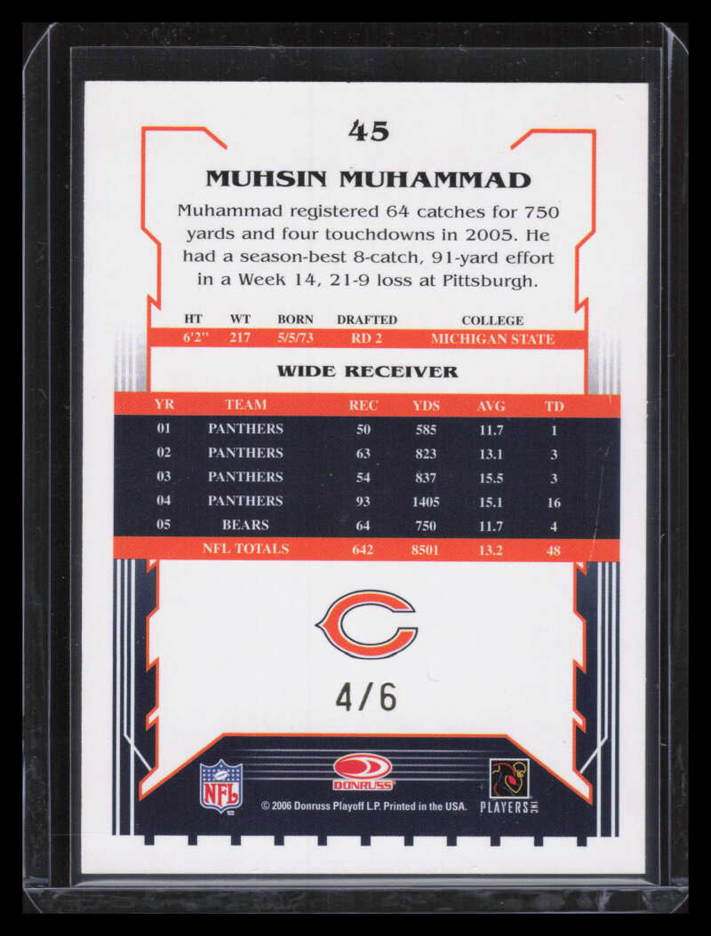 2006 Select Black 45 Muhsin Muhammad 4/6