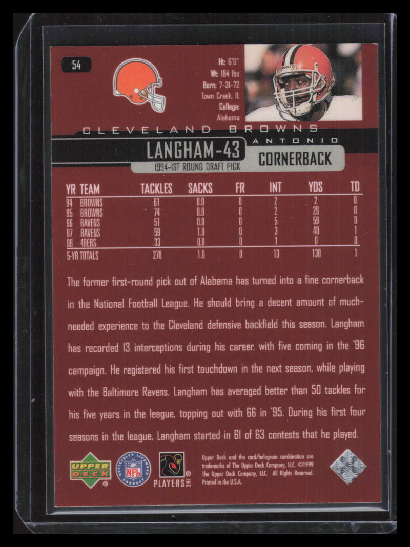 1999 Upper Deck Exclusives 100 54 Antonio Langham 76/100