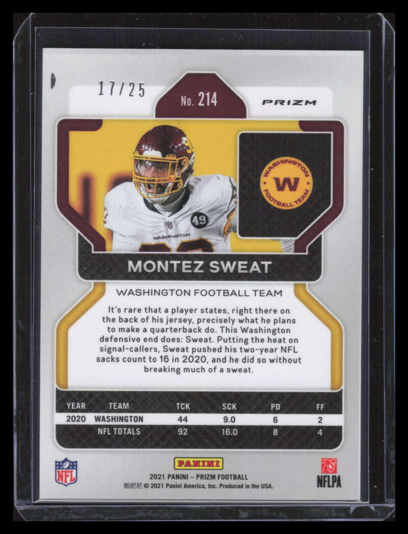 2021 Panini Prizm Prizms Navy Camo Refractor 214 Montez Sweat 17/25