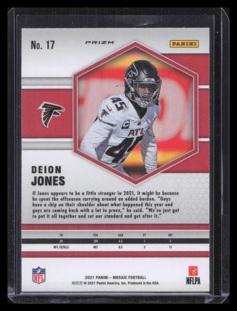 2021 Panini Mosaic Honeycomb Refractor 17 Deion Jones