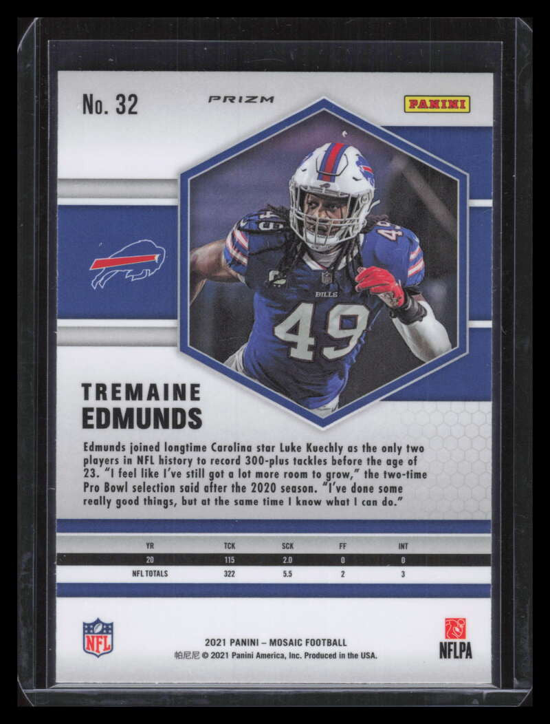 2021 Panini Mosaic Mosaic Genesis Refractor 32 Tremaine Edmunds