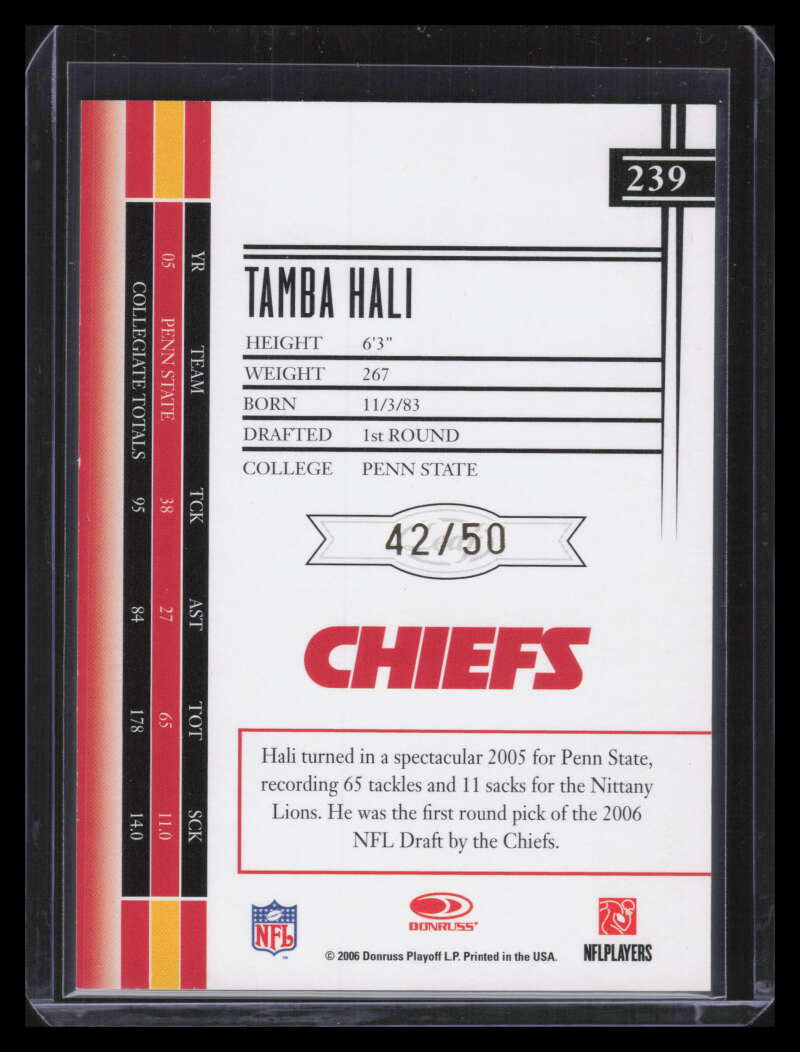2006 Leaf Limited Bronze Spotlight 239 Tamba Hali Rookie 42/50