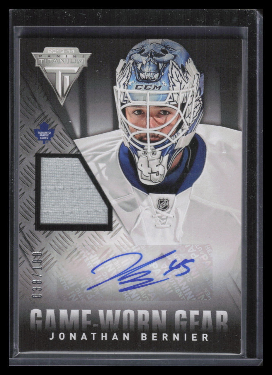 2013-14 Panini Titanium Game Gear Autographs Jonathan Bernier Jersey Auto 38/100