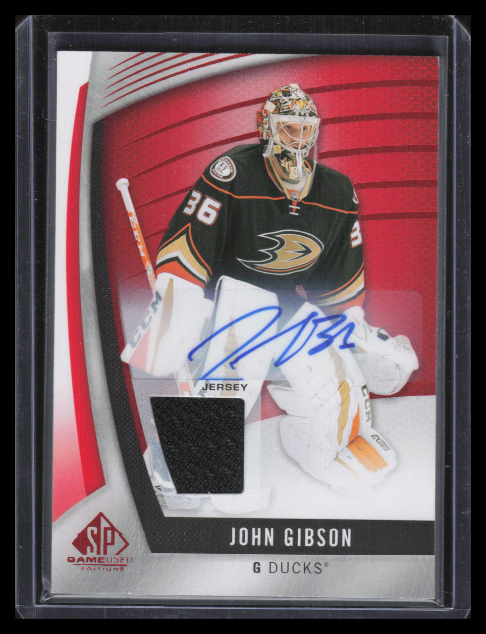 2017-18 SP Game Used Red 37 John Gibson Jersey Auto