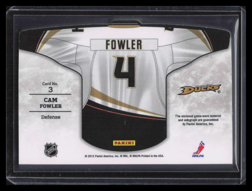 2011-12 Panini Titanium Road Sweaters Autographs 3 Cam Fowler Jersey Auto 8/50