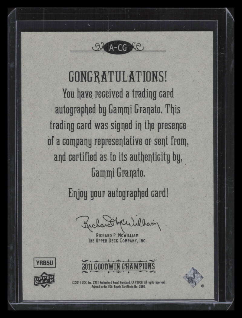 2011 Upper Deck Goodwin Champions Autographs CG Cammi Granato Auto