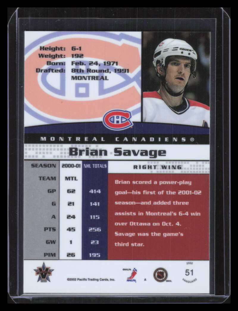 2001-02 Vanguard Blue 51 Brian Savage 54/89
