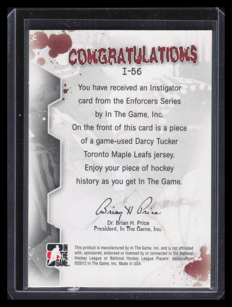 2011-12 ITG Enforcers Instigator Jerseys i56 Darcy Tucker Jersey /120
