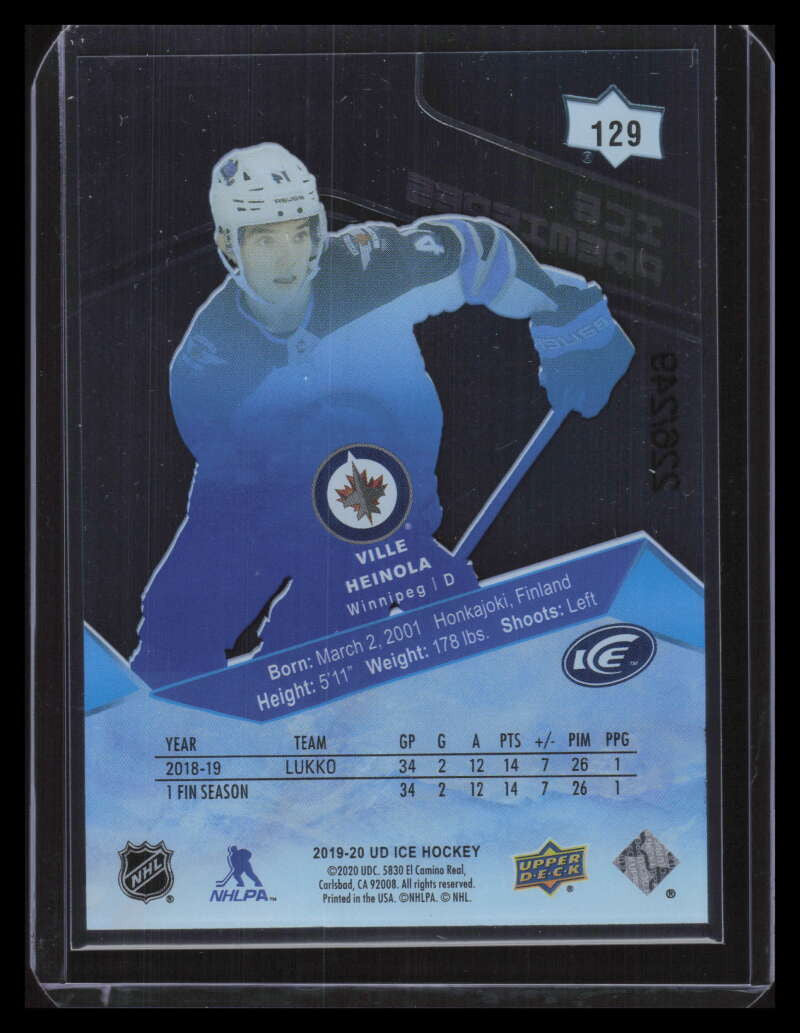 2019-20 Upper Deck Ice 129 Ville Heinola Rookie 226/249