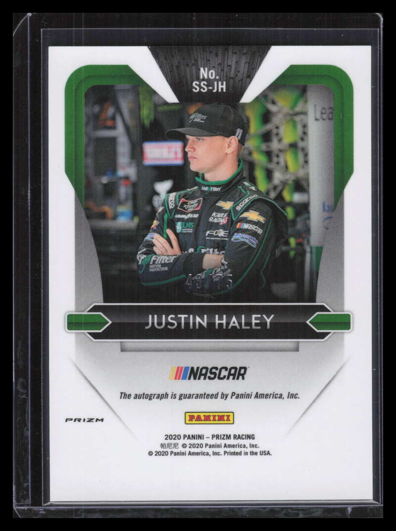 2020 Panini Prizm Signing Sessions Prizms Green Scope 15 Justin Haley Auto 43/75