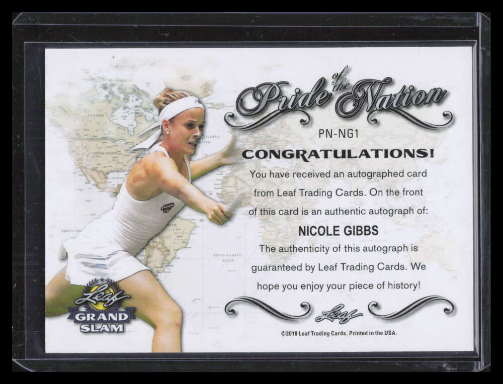 2018 Leaf Grand Slam Tennis Pride of a Nation Autographs Nicole Gibbs Auto 4/5