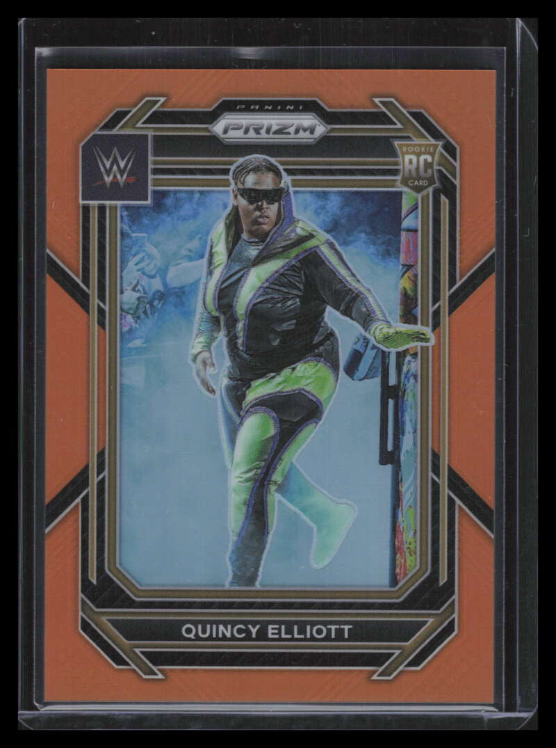 2023 Panini Prizm WWE Prizms Orange Refractor 104 Quincy Elliott Rookie 56/99