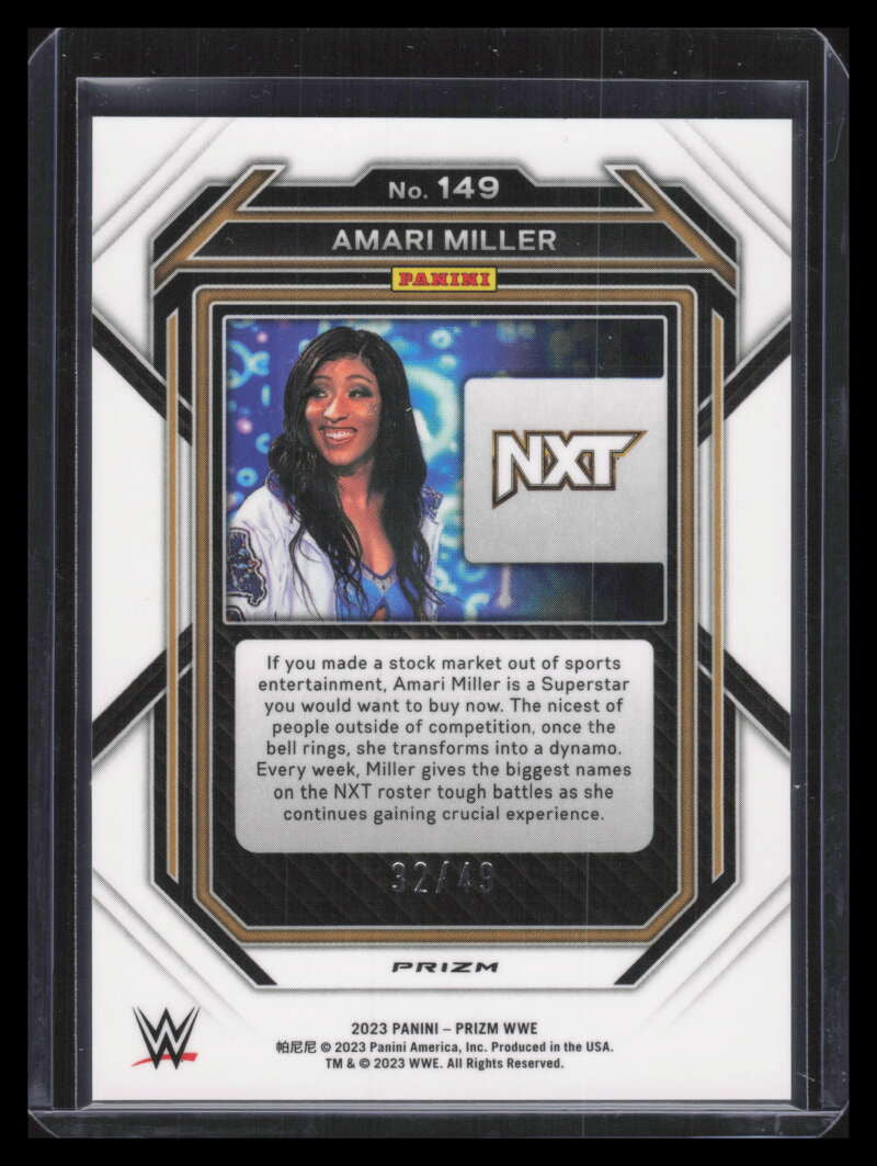 2023 Panini Prizm WWE Prizms Teal Refractor 149 Amari Miller 32/49