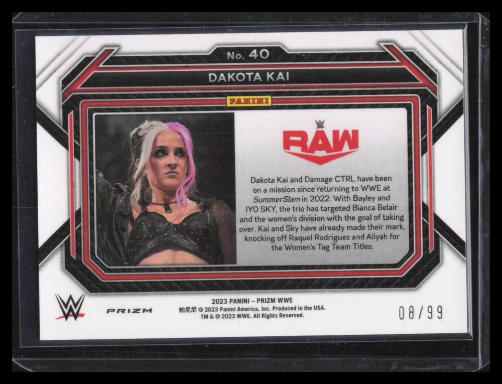 2023 Panini Prizm WWE Prizms Orange Refractor 40 Dakota Kai 8/99