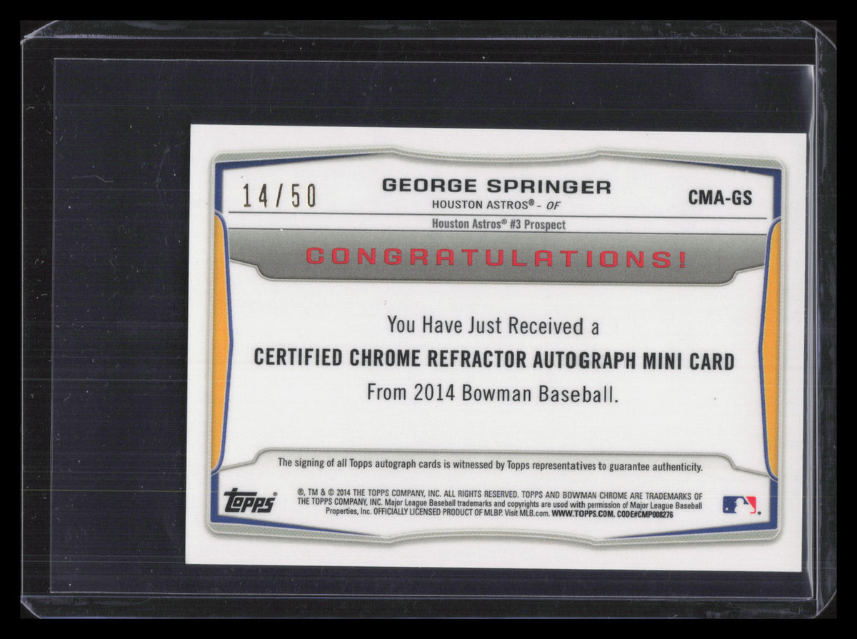 2014 Bowman Chrome Mini Autograph Refractor George Springer Rookie Auto 14/50