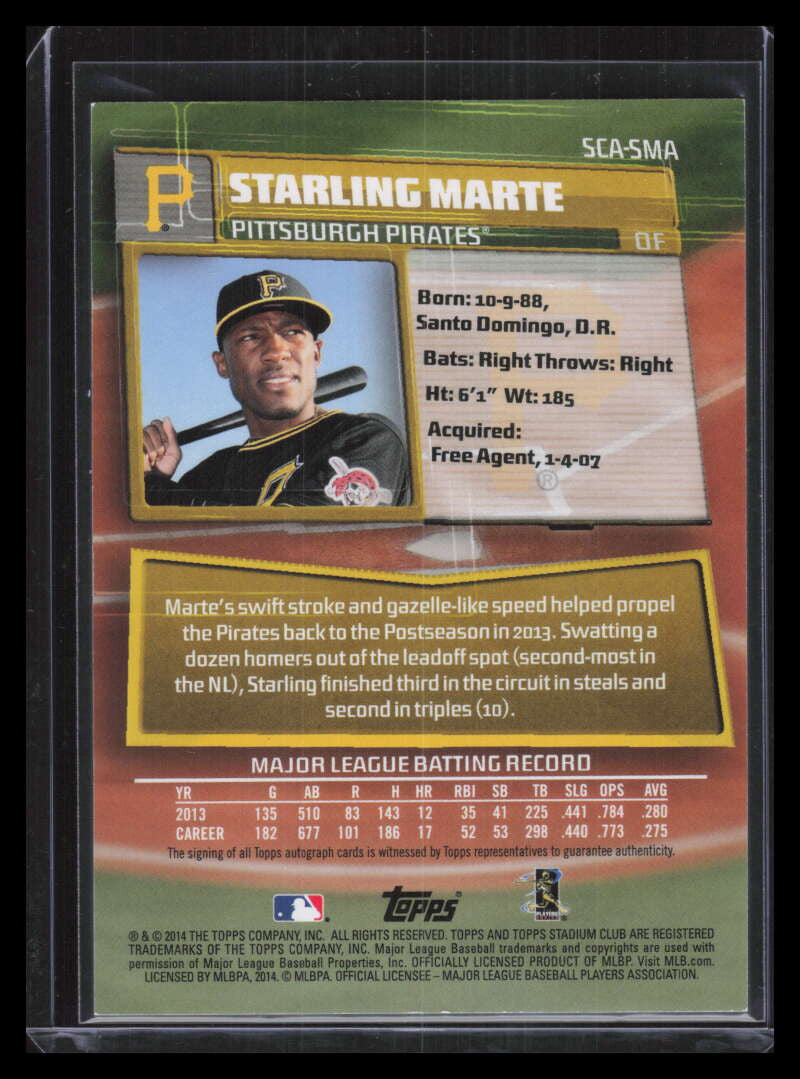 2014 Stadium Club Autographs Gold SCASMA Starling Marte Auto 7/25