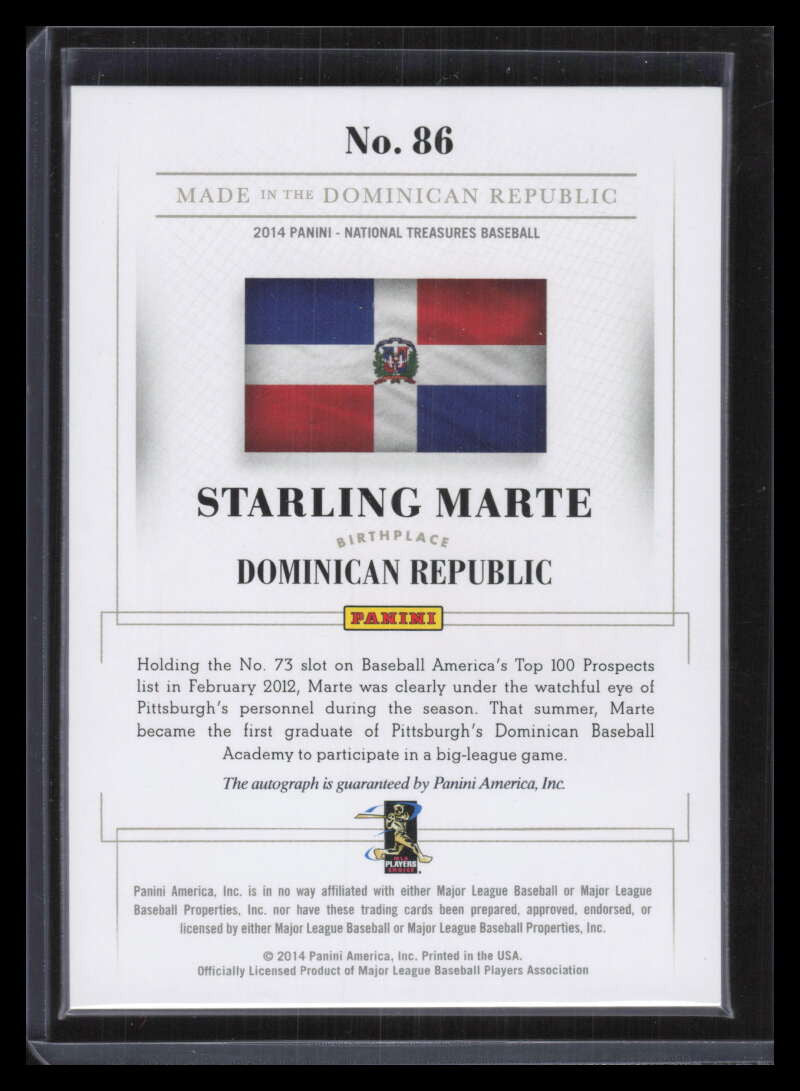 2014 National Treasures Made In Autographs 86 Starling Marte Patch Auto 16/99