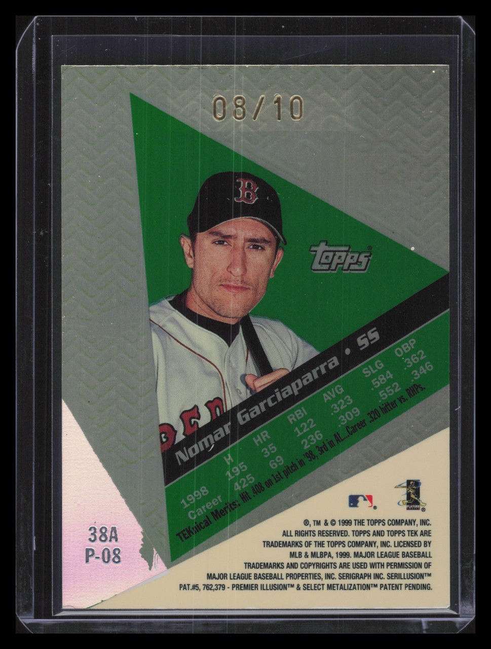 SOLD 130339 1999 Topps Tek Gold Pattern 8 38a Nomar Garciaparra 8/10