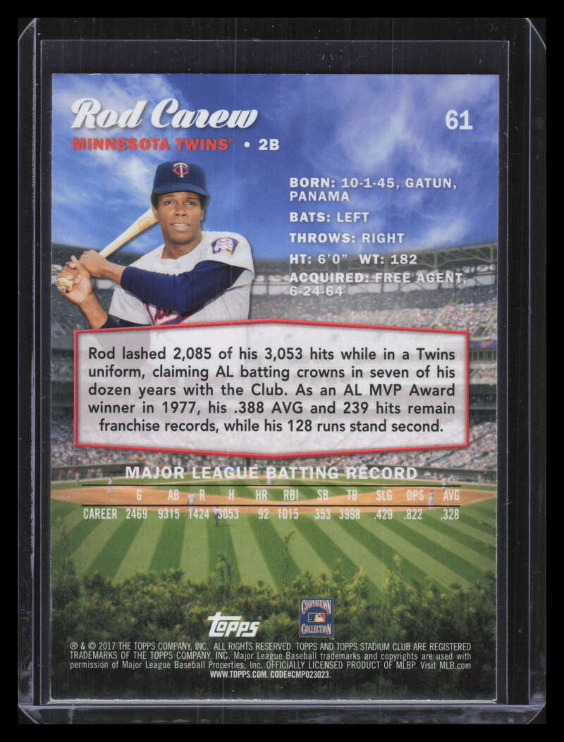 SOLD 130347 2017 Stadium Club First Day Issue 61 Rod Carew /10