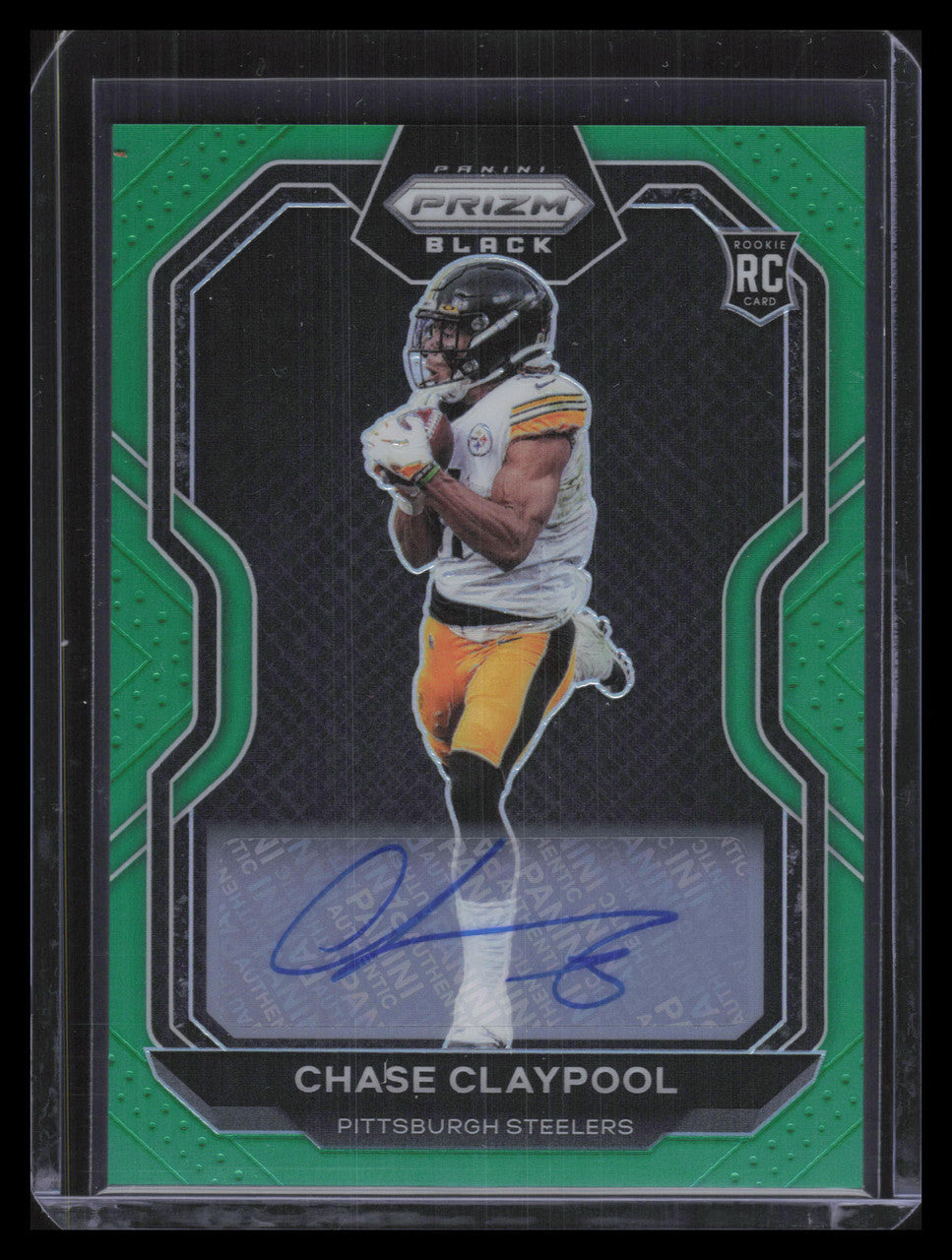 2020 Panini Prizm Black Signatures Green 13 Chase Claypool Rookie Auto 13/49