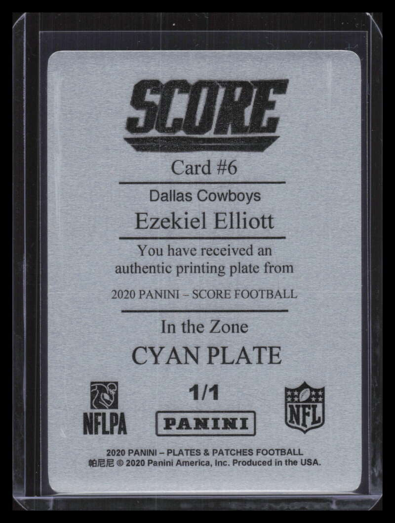 2020 Score In the Zone Printing Plate Cyan 6 Ezekiel Elliott 1/1