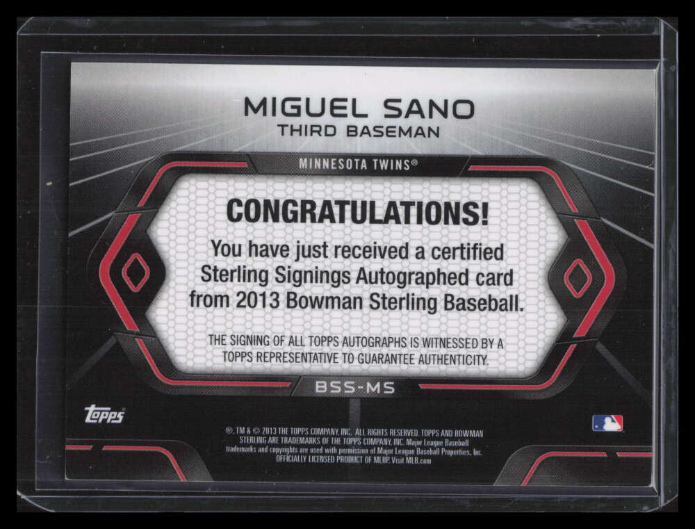 2013 Bowman Sterling Signings Superfractor MS Miguel Sano Rookie Auto 1/1