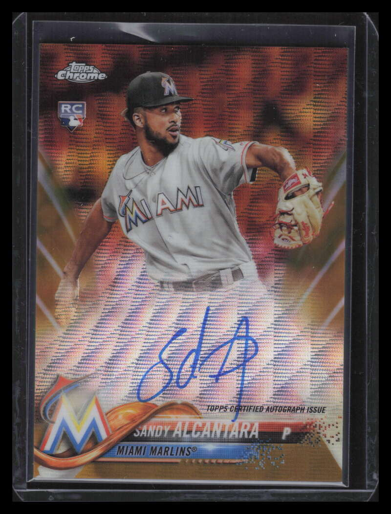 2018 Topps Chrome Autographs Gold Wave Refractor Sandy Alcantara Rookie Auto /50