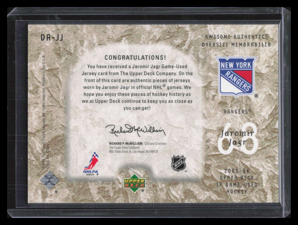 2005-06 SP Game Used Awesome Authentics Gold Jaromir Jagr Jumbo Jersey 12/25