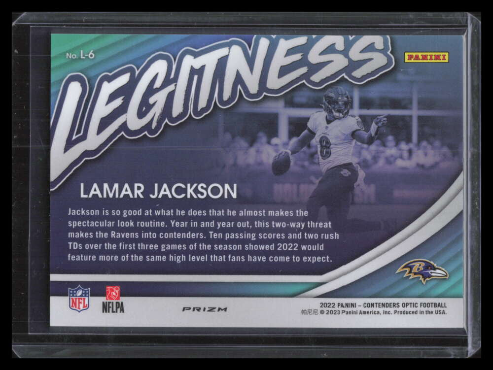 2022 Panini Contenders Optic Legitness 6 Lamar Jackson