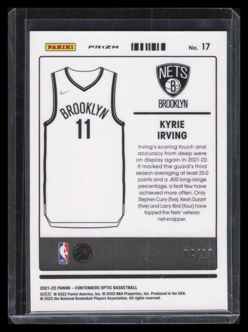 2021-22 Panini Contenders Optic Uniformity Gold Refractor 17 Kyrie Irving 4/10