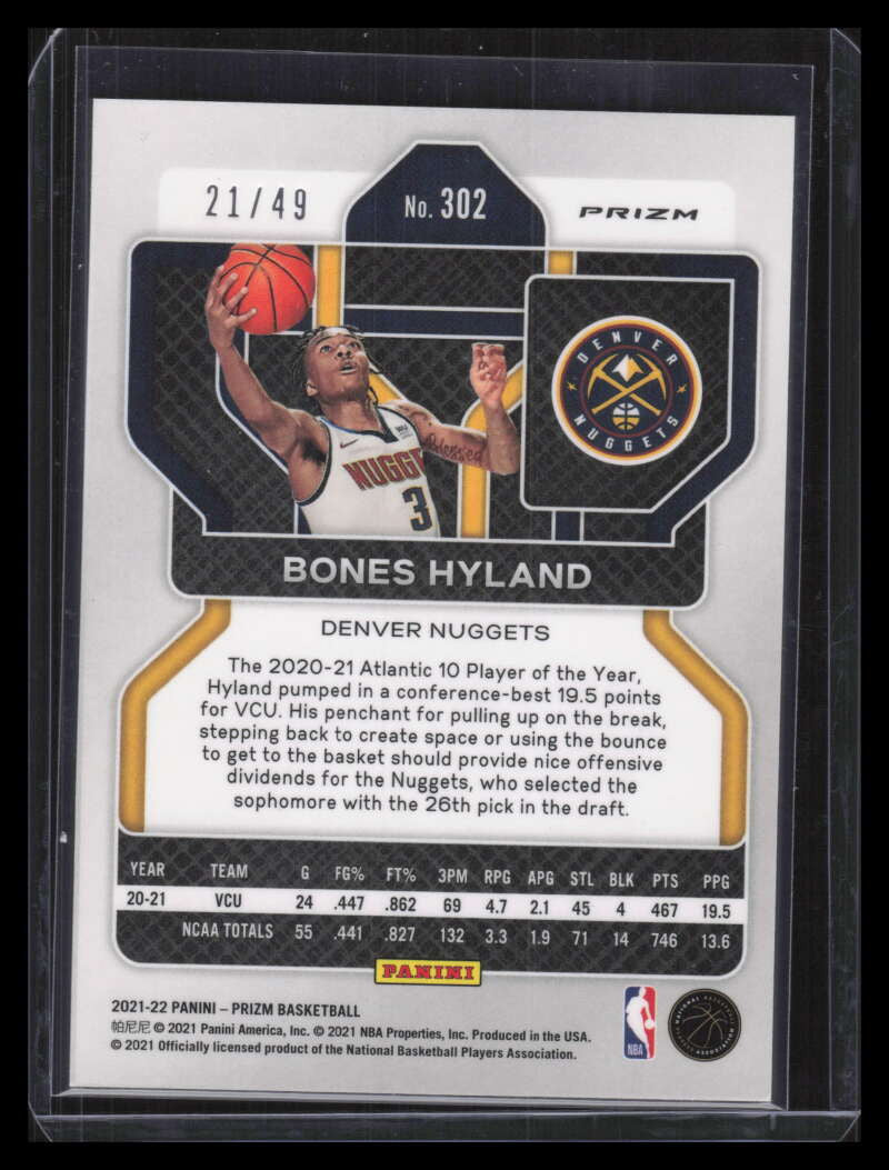 DELETE 130533 2021-22 Panini Prizm Prizms Orange Refractor 302 Bones Hyland Rookie 21/49