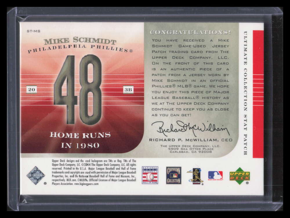 SOLD 130539 2004 Ultimate Collection Stat Patch MS Mike Schmidt Patch 44/48
