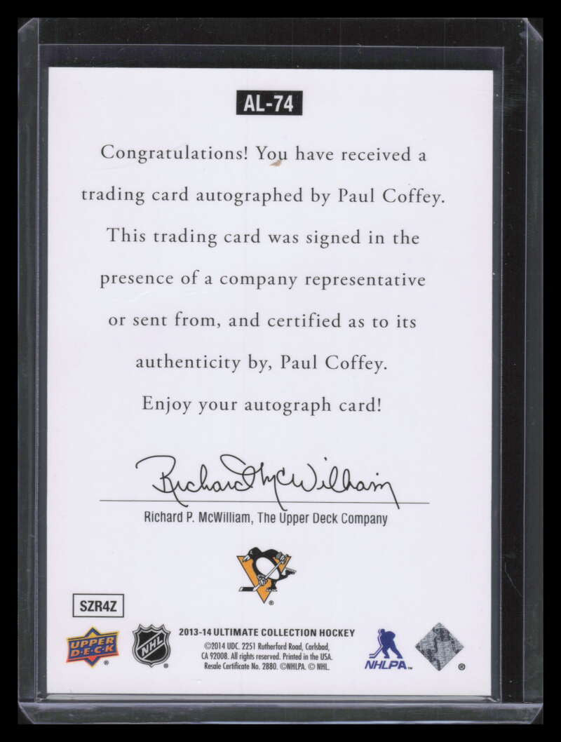 2013-14 Ultimate Collection '97 Legends Autographs al74 Paul Coffey Auto