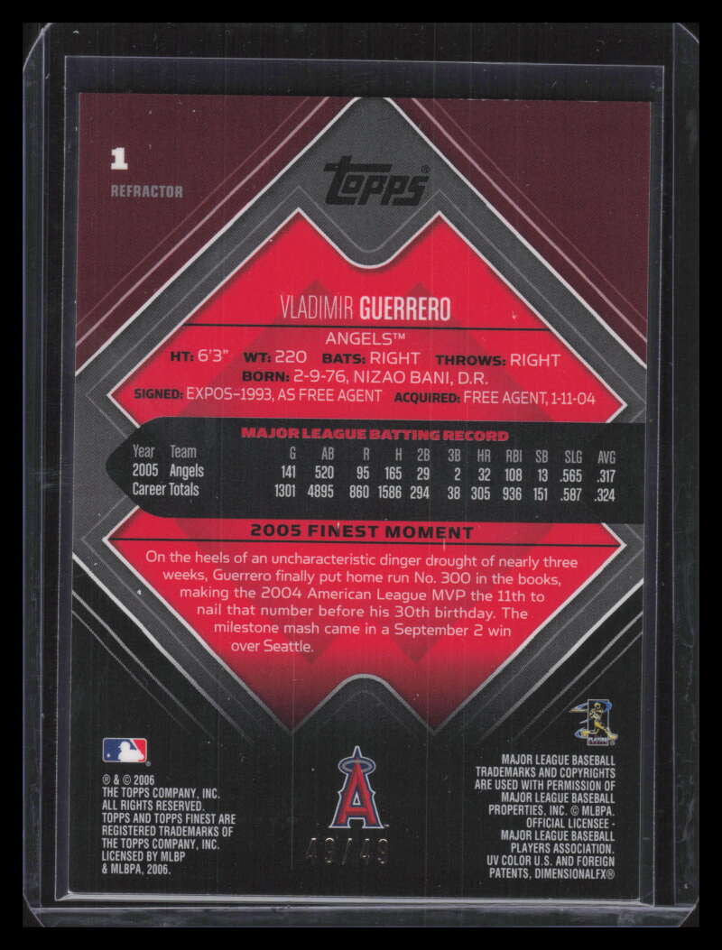 2006 Finest Gold Refractor 1 Vladimir Guerrero 49/49