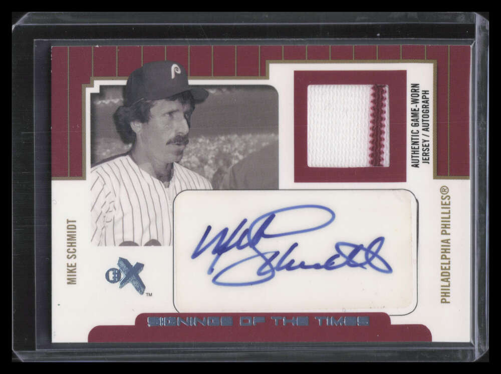 SOLD 130624 2004 E-X Signings of the Times Debut Year MS Mike Schmidt Jersey Auto 4/72