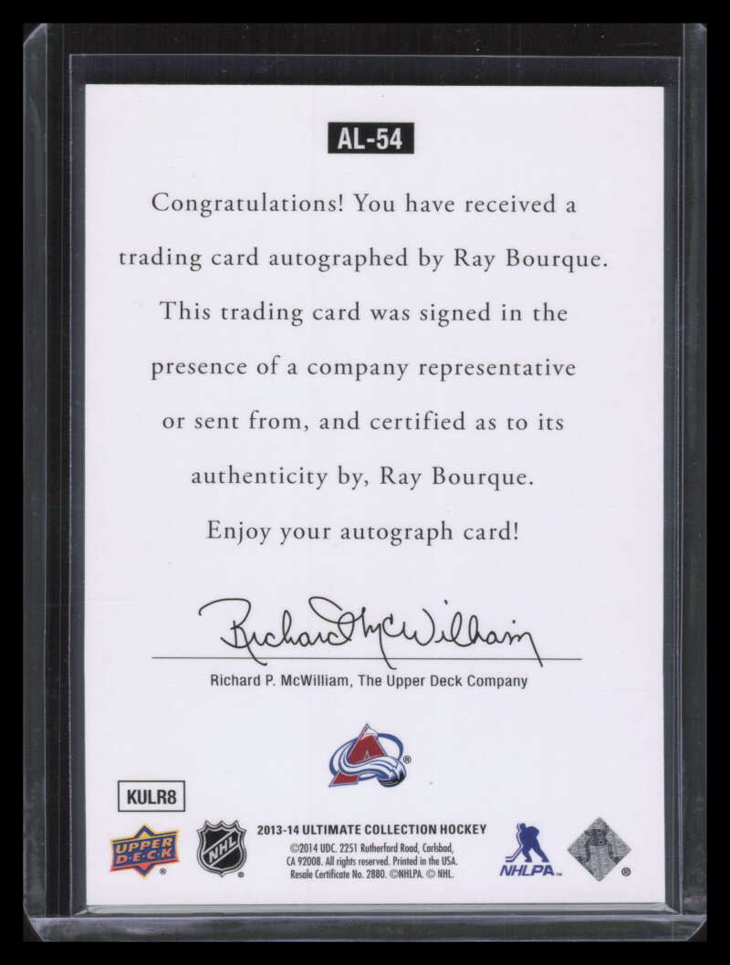 SOLD 130629 2013-14 Ultimate Collection '97 Legends Autographs al54 Ray Borque Auto