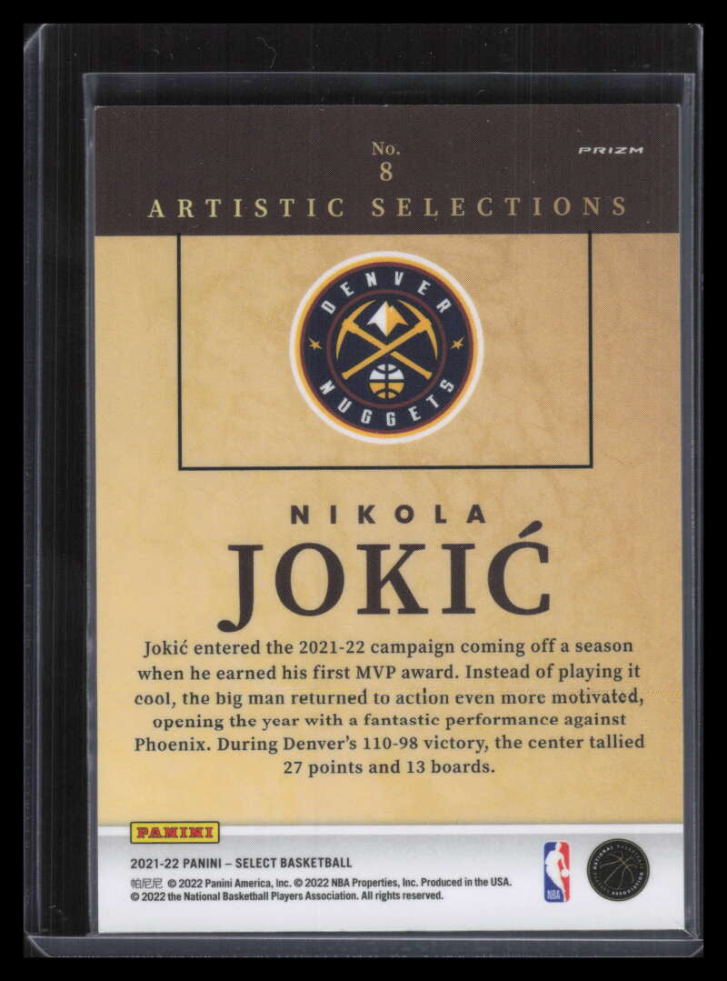 DELETE 130658 2021-22 Select Artistic Selections 8 Nikola Jokic