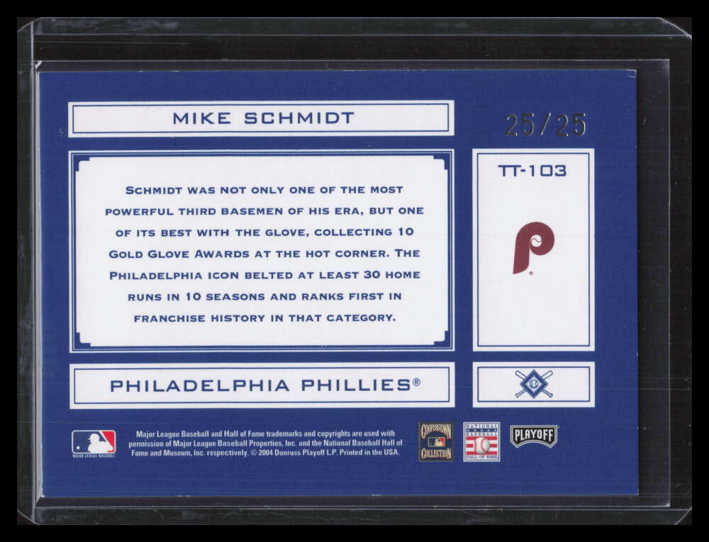 2004 Absolute Tools Trade Signature Blue Spectrum tt103 Mike Schmidt Auto 25/25