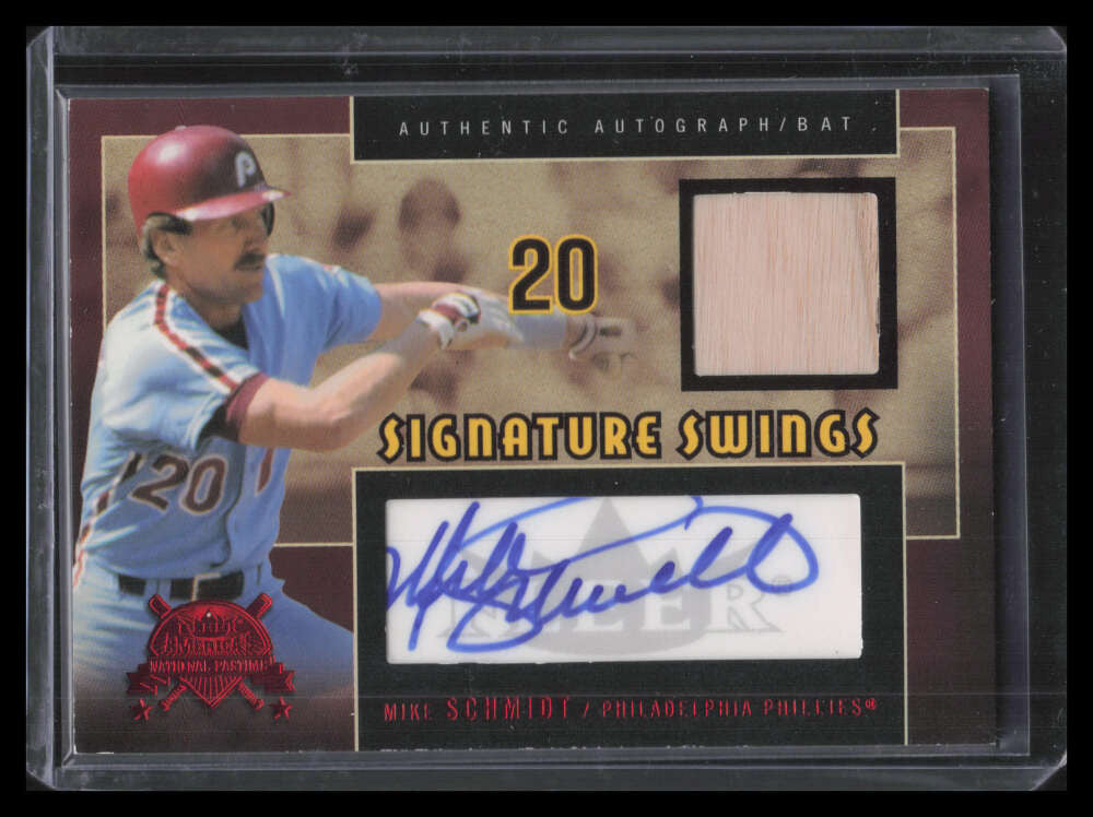 SOLD 130691 2005 National Pastime Signature Swings Bat Red MS Mike Schmidt Bat Auto 11/30